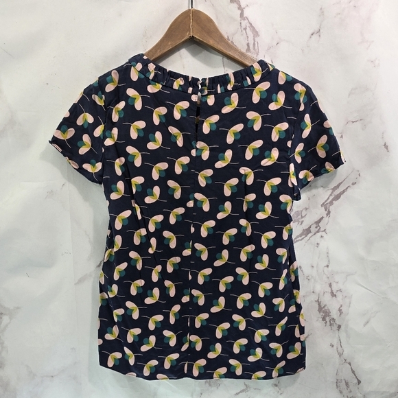 Boden Shirt Womens US 6 UK 10 Small Navy Pink Green Print Carey Blouse Short V - Picture 5 of 9